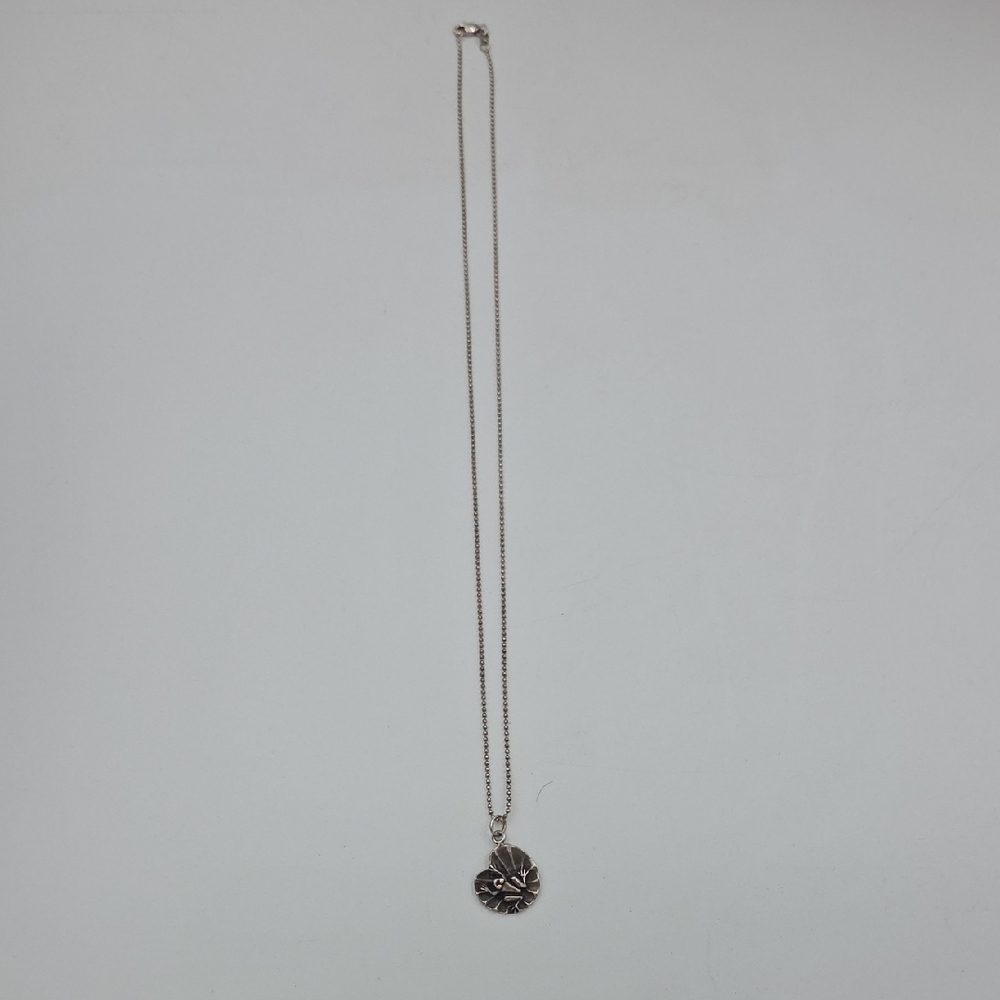 Sterling Silver Chain With Frog On Lily Pad Charm Pendant